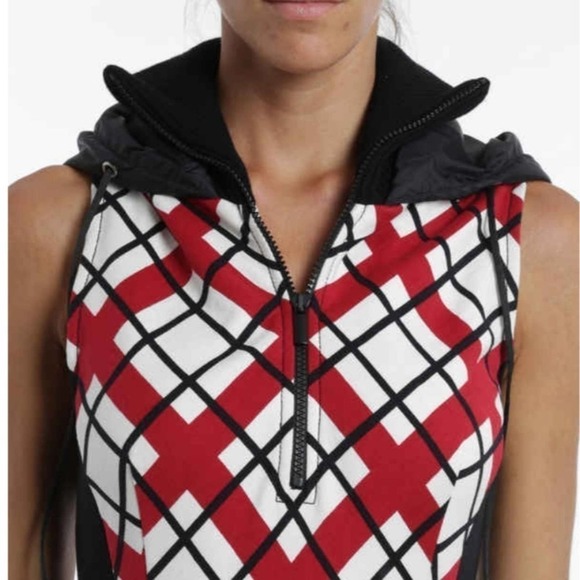 Isola Marras red check plaid sleeveless dress with hood, nwot, size L - Picture 3 of 13
